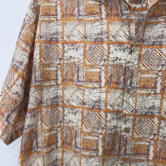 Tori Richard mens brown tapa printed geometric button down short sleeve Size:‎ L - Picture 4 of 8